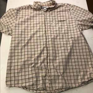Columbia short sleeve button down tan shirt XXL